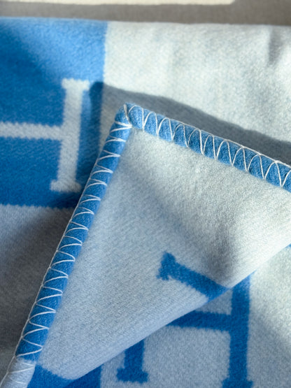 Merino Wool Light Blue Kids Blanket
