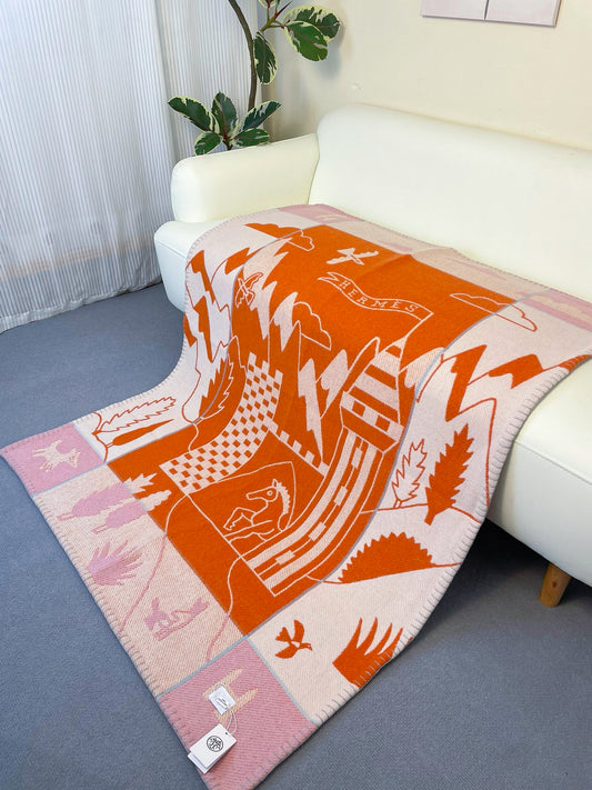 Merino Wool Orange Kids Blanket