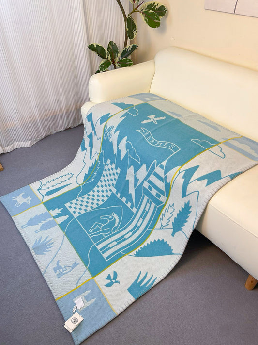 Merino Wool Blue Kids Blanket