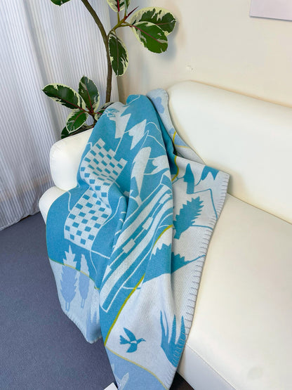 Merino Wool Blue Kids Blanket