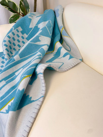 Merino Wool Blue Kids Blanket