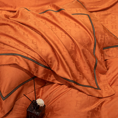 "Tangerine" Premium Satin bedding set of 4 pcs