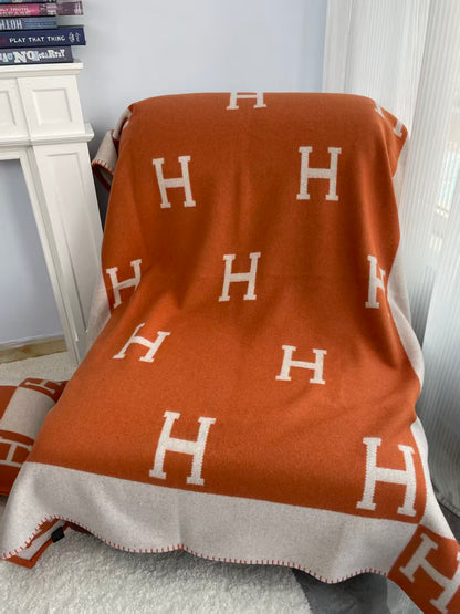 Merino Wool Orange Blanket