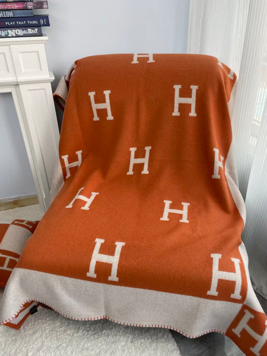 Merino Wool Orange Blanket